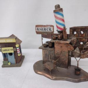 Photo of Pair of Barbershop Themed Decor Pieces