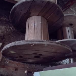 Photo of Vintage Industrial Wooden Spool- Approx 29 1/2" in Diameter