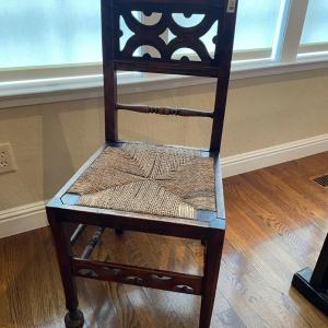 Photo of Antique chair with rope woven seat (wobbly)