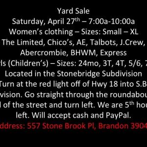 Photo of Garage Sale - Saturday, April 27th, 2024 - 7:00am - 10:00am