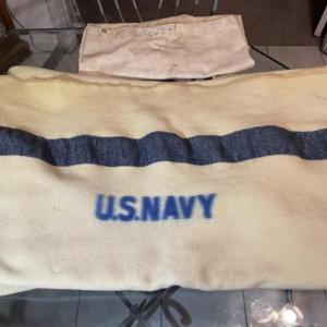 Photo of World War II Era United States Large Navy Blanket Preowned from an Estate in Fai