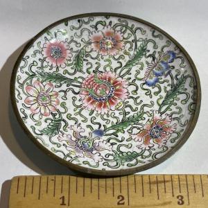 Photo of Vintage Asian Cloisonne Mini Plate Trinket Dish as Pictured.