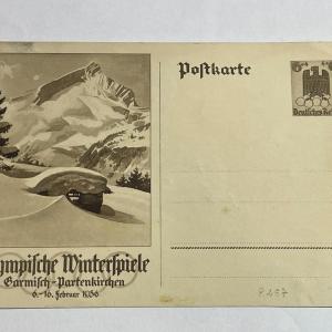 Photo of Vintage Pre-World War II Germany 1936 winter Olympics Postcard in Good Preowned 