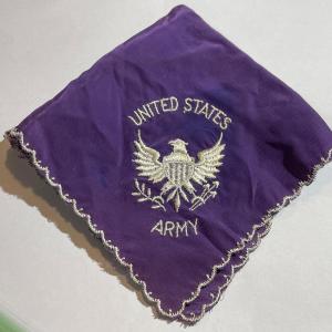 Photo of Vintage US Army World War II Era Silk Embroidered Handkerchief in Good Preowned 