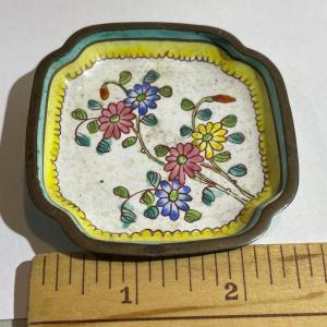 Photo of Vintage Asian Cloisonne Mini Plate Trinket Dish as Pictured.