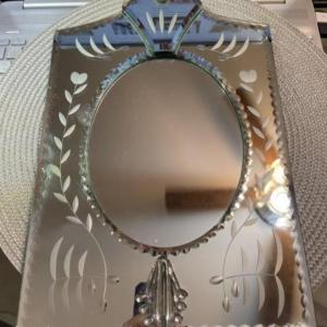 Photo of Vintage Venetian Glass Standup Vanity Picture Frame or Mirror 8.5" x 13.5" in VG