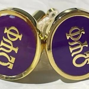 Photo of Vintage College Fraternity "Omega Psi Phi" Cufflinks in Never Worn Condition.