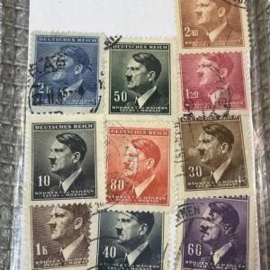 Photo of Bohemia/Moravia Canceled Hitler Stamps in a Hard Plastic Holder as Pictured. Rec