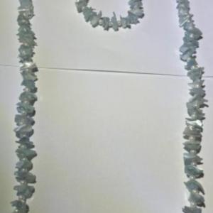 Photo of VINTAGE 46" Fashion Sky Blue Color Shell & Pearl Necklace in VG Preowned Conditi
