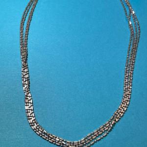 Photo of Vintage Super Long 100 Inch Sterling Silver MILOR Sparkly Ball & Rice Chain Neck