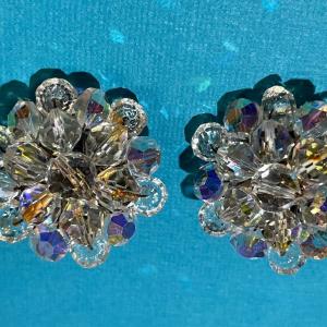 Photo of Vintage Fashion Crystal Clip=on Earrings in VG Preowned Condition as Pictured.