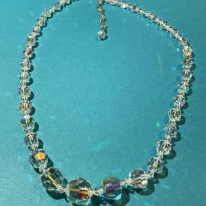 Photo of Vintage Fashion Crystal Graduated Necklace 20-22" Adjustable in VG Preowned Cond