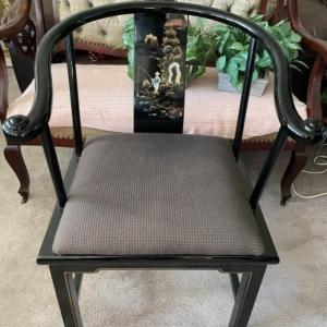 Photo of Vintage Mid-Century Asian Black Lacquer & Acrylic Corner Chair in VG Preowned Co