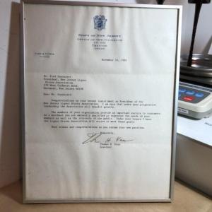 Photo of Vintage Thomas Kean NJ Governor Framed Letter Preowned from an Estate in Good Co