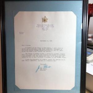 Photo of Vintage Jim Florio NJ Governor Framed Letter Preowned from an Estate in Good Con