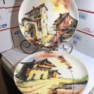 Photo of 2-Vintage Italian Ceramic Charger Plates Hand Painted Signed by MITO 12" in Diam