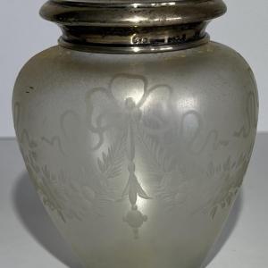 Photo of Antique Iridescent Signed Steuben/Hawkes Verre De Soie Cosmetic Jar 4-3/4" Tall 