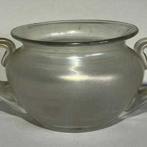 Photo of Antique Iridescent Steuben/Hawkes Verre De Soie Sugar Bowl 5" Wide as Pictured. 