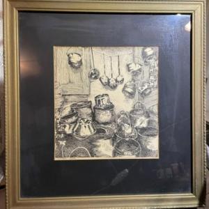 Photo of Vintage Early Signed C. Miller Limited Edition #5/200 Pots & Pans Print/Lithogra