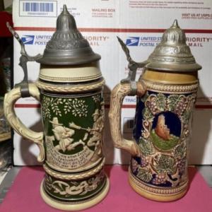 Photo of 2-Vintage Mid-Century German Beer Stein/Mugs Preowned as Pictured.