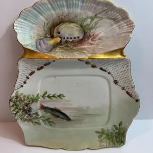 Photo of Antique T & V Limoges France Porcelain 11-3/4" x 9" Fish Plate in Very Good Preo