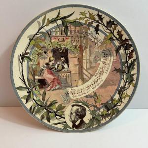Photo of Antique French Sarreguemines Musical Theme Plate 8-3/4" "Die Meistersinger Von N