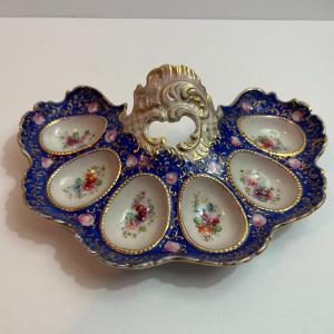 Photo of Antique Hand Signed Asian Egg/Deviled Egg Porcelain Serving Dish in Very Good Pr