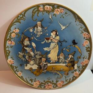 Photo of Antique METTLACH #2148 Snow White & The Seven Dwarfs Charger Plate 16" Diameter 