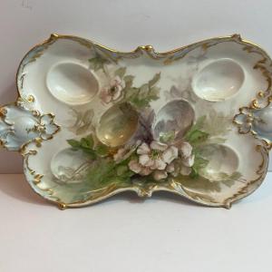 Photo of Antique A & K France Limoges Dated 1908 Deviled Egg Plate 9-3/4" x 5" in Good Co