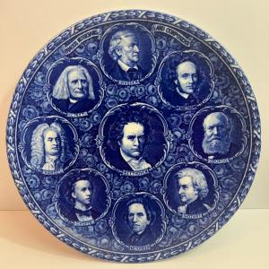 Photo of Staffordshire Antique Porcelain 10" Plate...Famous Musicians & Composers in VG P