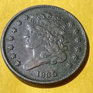 Photo of 1835 VERY FINE CONDITION HALF CENT TYPE COIN AS PICTURED.