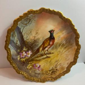 Photo of Limoges France Antique Porcelain 11-1/4" Plate...Pheasant/Bird in VG Preowned Co