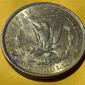 Photo of 1886-P NICELY TONED REVERSE UNCIRCULATED MORGAN SILVER DOLLAR AS PICTURED.