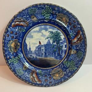 Photo of Staffordshire Antique Porcelain 9-3/4" Plate...Federal Hall Wall Street where Wa