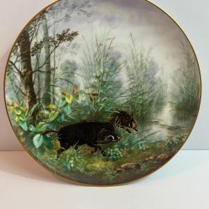 Photo of Haviland & Co. Limoges Antique Porcelain 9" Plate...Wild Boars in VG Preowned Co