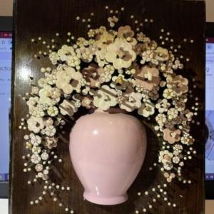 Photo of Vintage Nail Flower Art (Pol-O-Craft) Flowers Arranged in a Vase in a 3-D Format