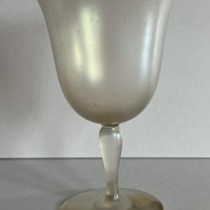 Photo of Antique Iridescent Steuben Verre De Soie Wine Glass 6" Tall as Pictured. (No Dam