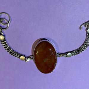 Photo of Vintage Nicely Made Carnelian Fashion Sterling Silver Bracelet in Good Preowned 
