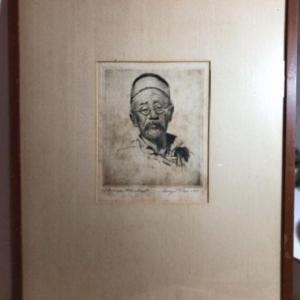 Photo of Original Pierre Nuyttens "Chinese Merchant" Etching Frame Size 14.75" x 18.75" P