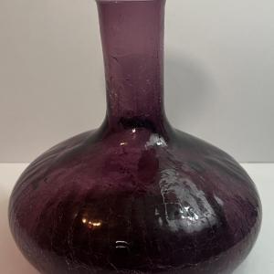 Photo of Very Old Hand-Blown Amethyst Glass Decanter 8" Tall in VG Preowned Condition.