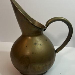 Photo of Vintage Stamped China Base Brass/Copper Combination Water Pitcher 9-1/2" Tall as