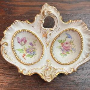 Photo of Antique Dresden Porcelain Egg Dish (Approx 5" x 4") in VG Preowned Condition.
