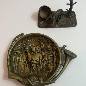 Photo of 2 Small Antique Austrian Bronze Figure & Tray Lot in Good Preowned Condition.