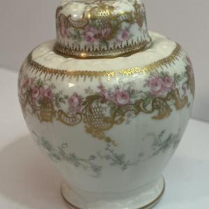 Photo of Vintage French Limoges Mini Ginger Jar w/Lid 4-1/4" Tall in Very Good Preowned C