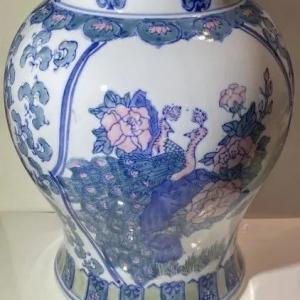 Photo of Vintage 20th Century Chinese Peacock/Flower Vase 11.5" Tall in VG Preowned Condi