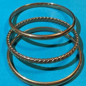Photo of Vintage Bronze & Brass Bangle Bracelets in VG Preowned Condition as Pictured.