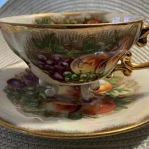 Photo of Vintage Royal Sealy China Japan “FRUIT” Three Footed Iridescent Lusterware T
