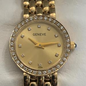 Photo of Geneve 14k Gold / Diamonds Ladies Watch in Dispaly Box