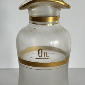 Photo of Antique Leaded Glass Oil/Vinegar Bottle 6-3/4" Tall w/Glass Stopper as Pictured.