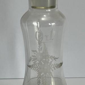 Photo of Antique Hawkes/Steuben Verre De Soie Oil/Vinegar Bottle 7-3/4" Tall w/Glass Stop